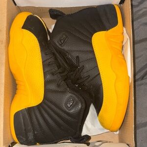 Jordan Black and Yellow Retro 12 Sneakers